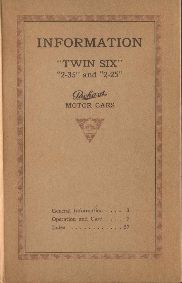 1917 Packard Twin Six Information — Models 2-35 and 2-25