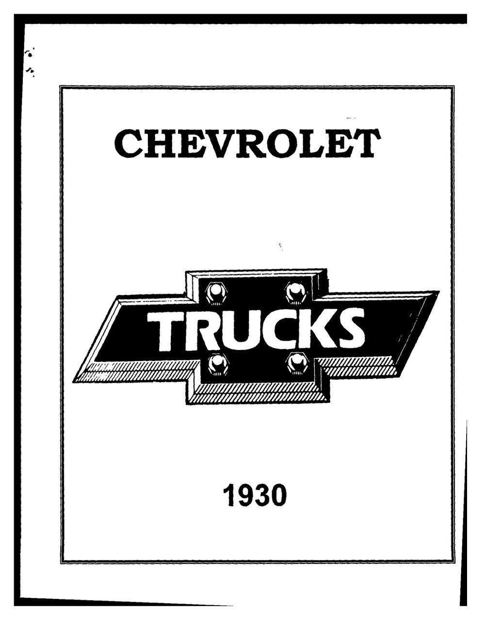 1930 Chevrolet Truck Manual