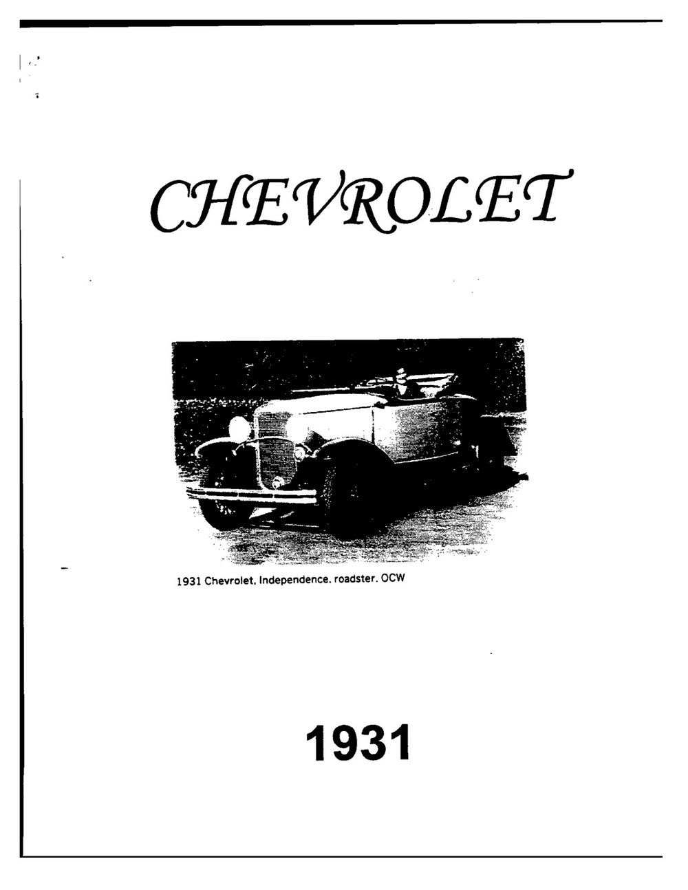 1931 Chevrolet Manual