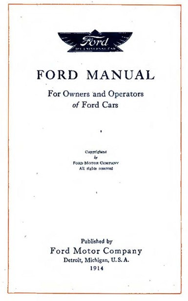1914 Ford Model T Owner's Manual
