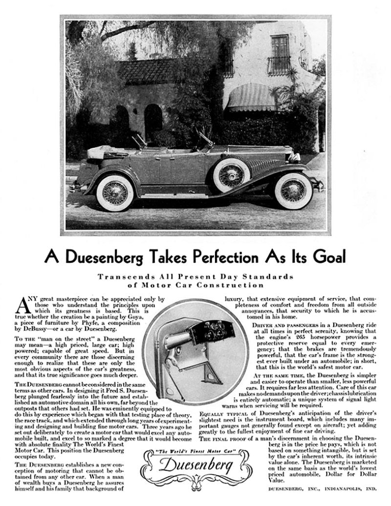 1930 Duesenberg Model J Phaeton Ad