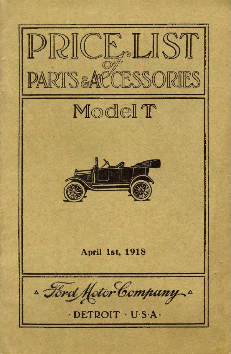 1918 Ford Parts List Apr