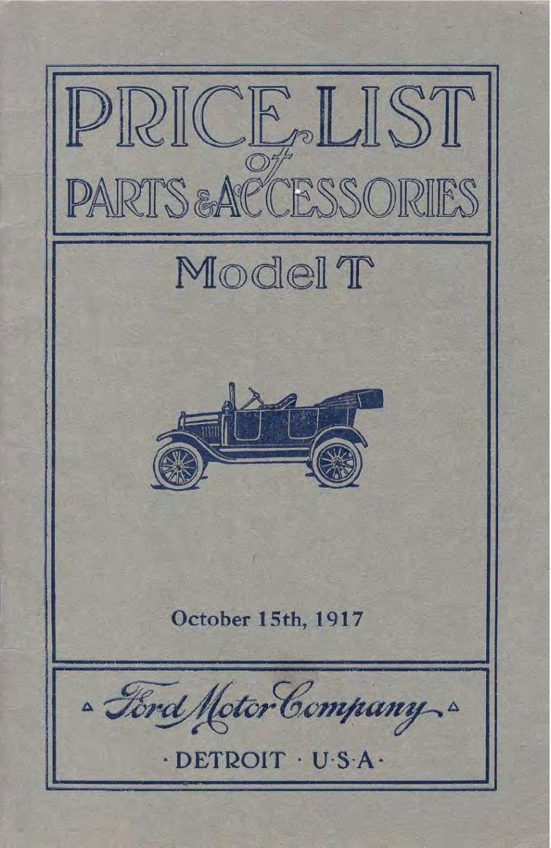 1917 Ford Parts List Oct
