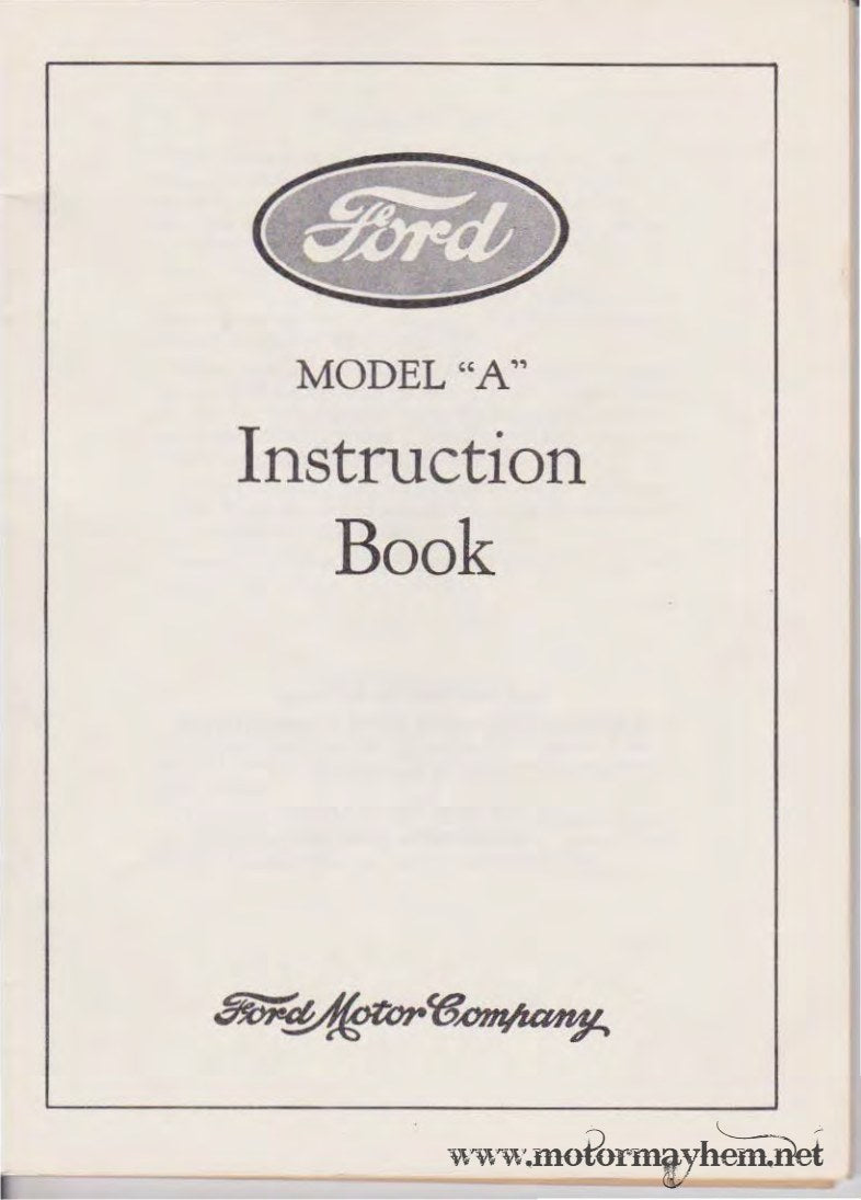 1928 Ford Model A Owner's Manual