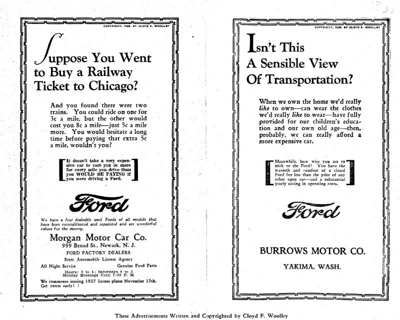 1927 Ford Dealer Advertisements