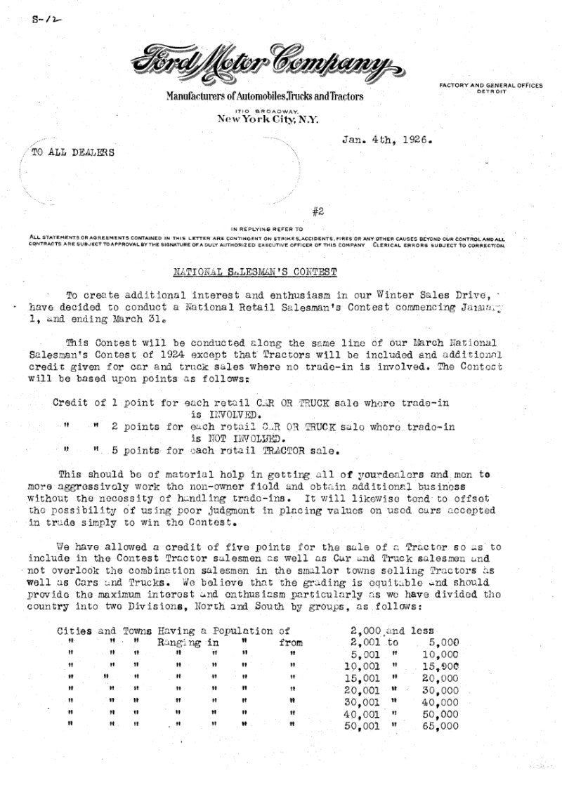 1926 Ford Dealer Letters