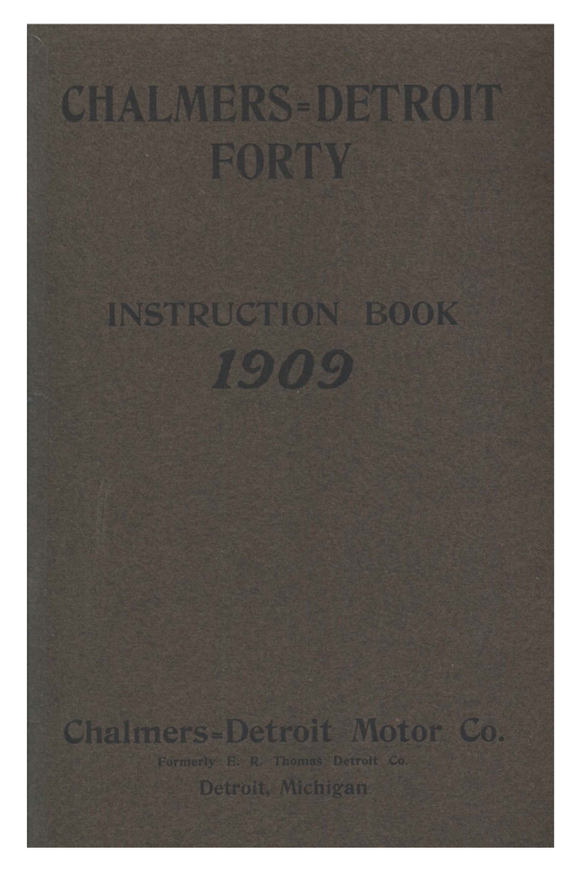 1909 Chalmers-Detroit Forty Model E — Instruction Book