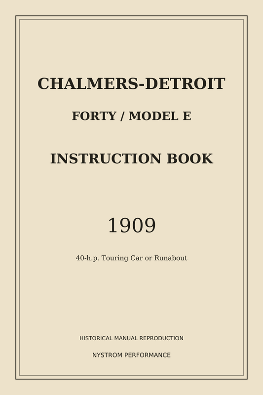Cream cover of 1909 Chalmers-Detroit Forty Model E instruction book reproduction
