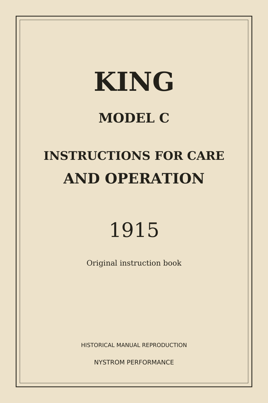 1915 King Model C archival paperback cream cover
