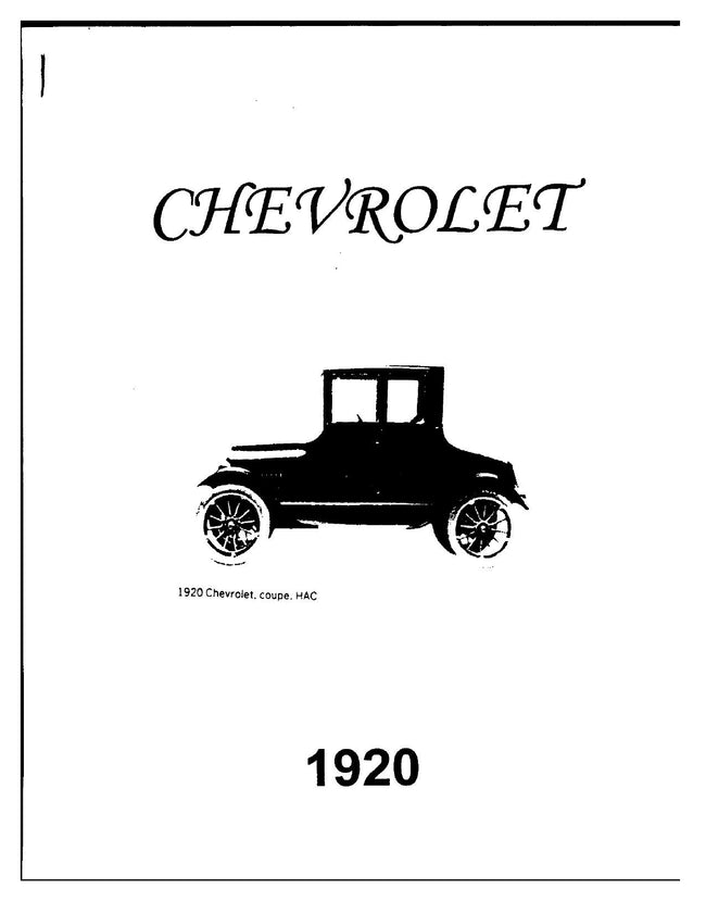 1920 Chevrolet Manual