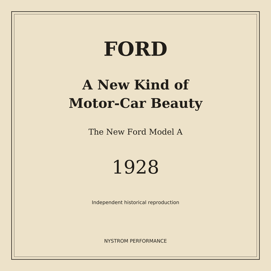 Cream serif cover for the 1928 Ford Model A A New Kind of Motor-Car Beauty color facsimile