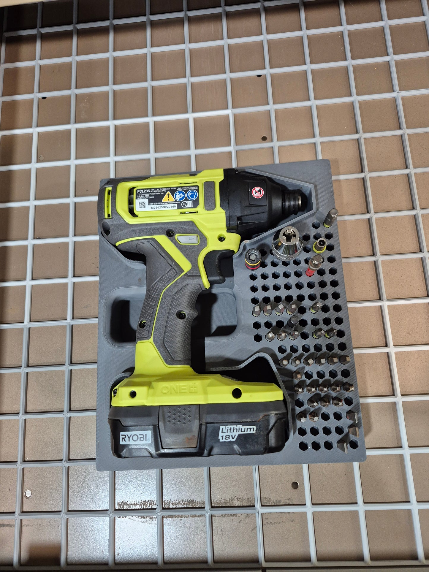 Gridfinity Ryobi Impact Driver Holder (PCL235) STL File | 3D Print