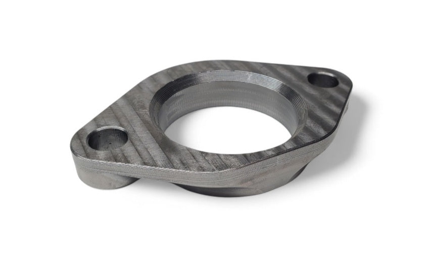 Alternate view of single Ardun OHV exhaust header flange made of 1018 steel with 1.75-inch bore