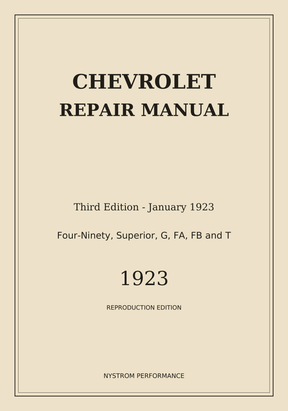 1923 Chevrolet Repair Manual | Third Edition Reprint