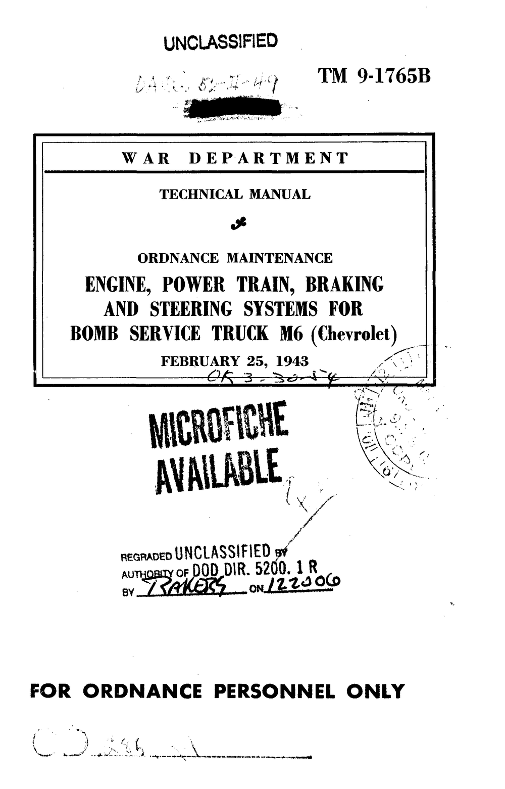 1943 Chevrolet M6 Service Manual - TM 9-1765B