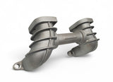 Angled view of A356 aluminum Model A/B dual carb intake manifold for Ford 4-cylinder engines