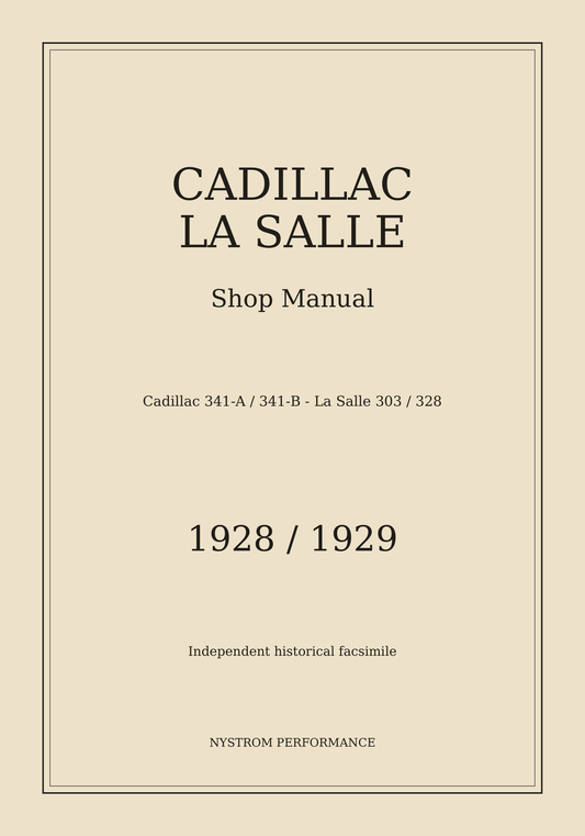Cream cover of the 1928–1929 Cadillac–La Salle Shop Manual historical reprint