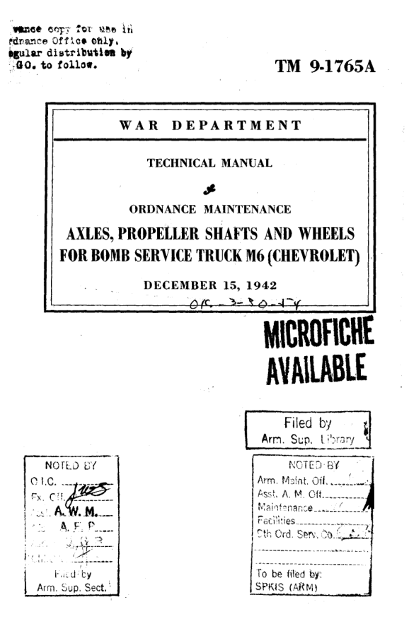1942 Chevrolet M6 Axles, Propeller Shafts and Wheels — TM 9-1765A