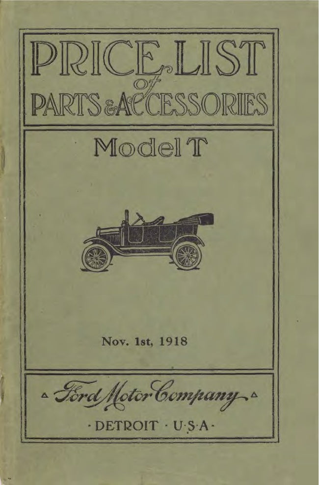 1918 Ford Parts List Nov