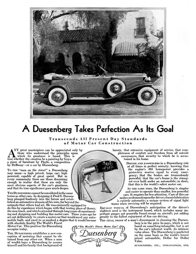 1930 Duesenberg Model J Phaeton Ad