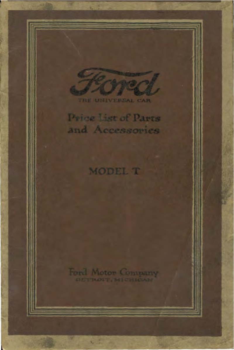 1919 Ford Model T Parts List Nov