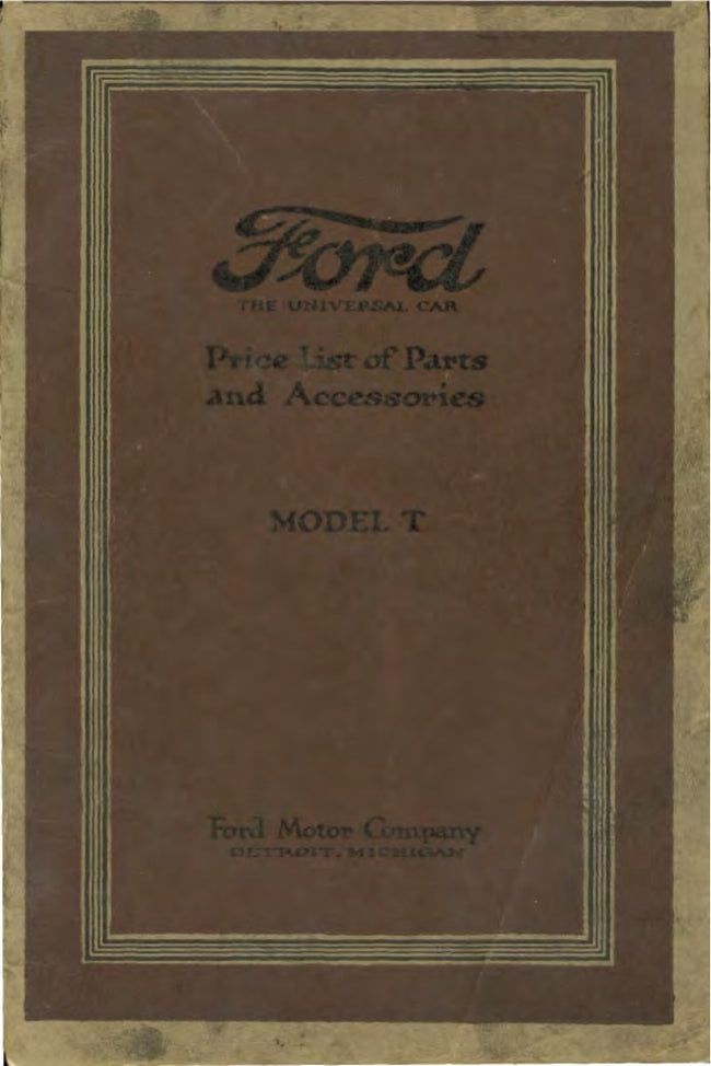 1919 Ford Model T Parts List Nov