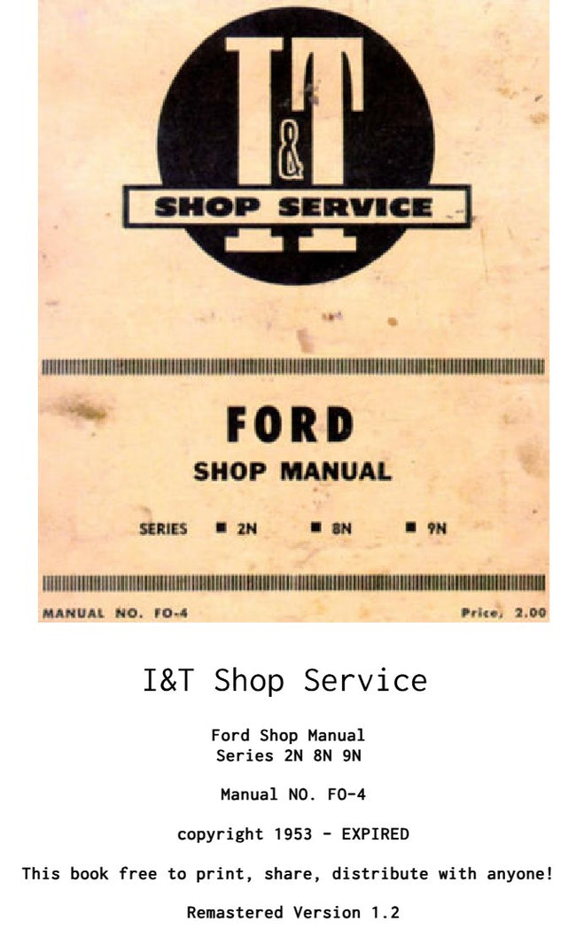 Ford 2N, 8N and 9N Tractor Shop Manual FO-4 - Version 1.2