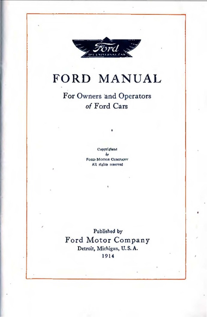 1914 Ford Model T Owner's Manual (English)