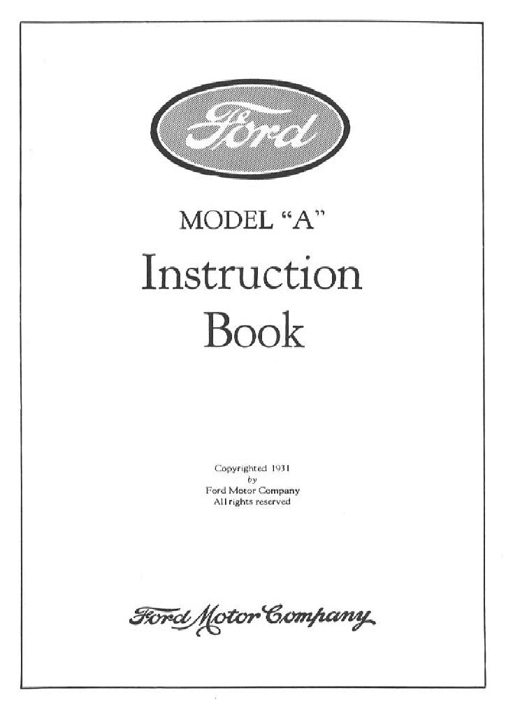 1931 Ford Model A Owner's Manual