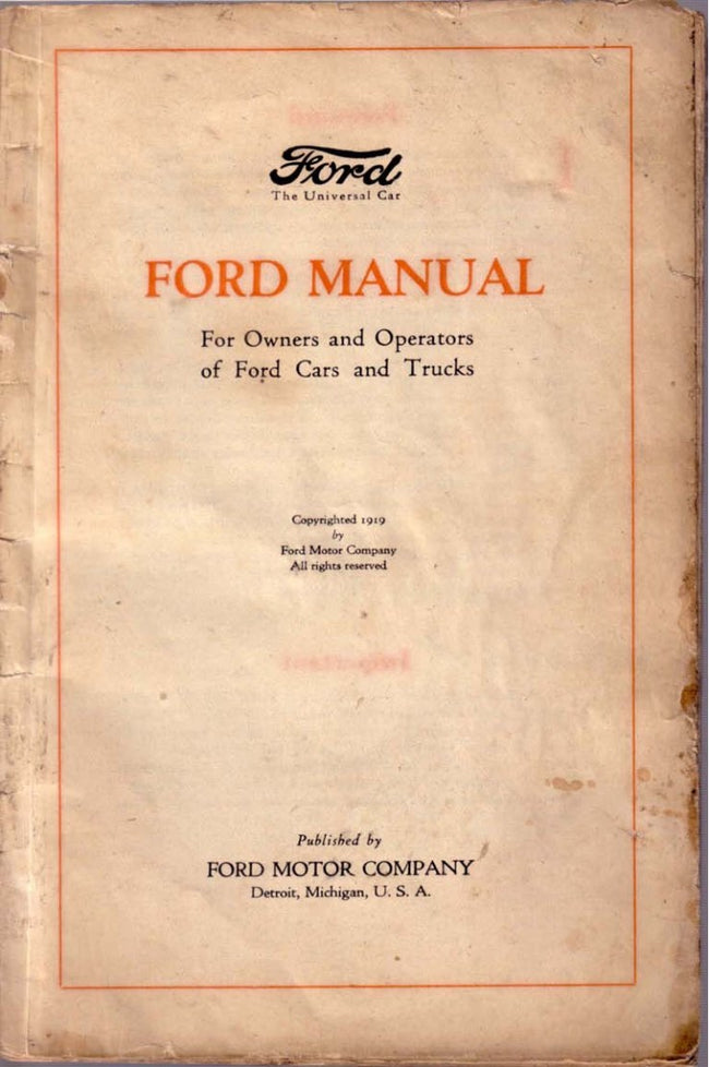 1919 Ford Model T Manual