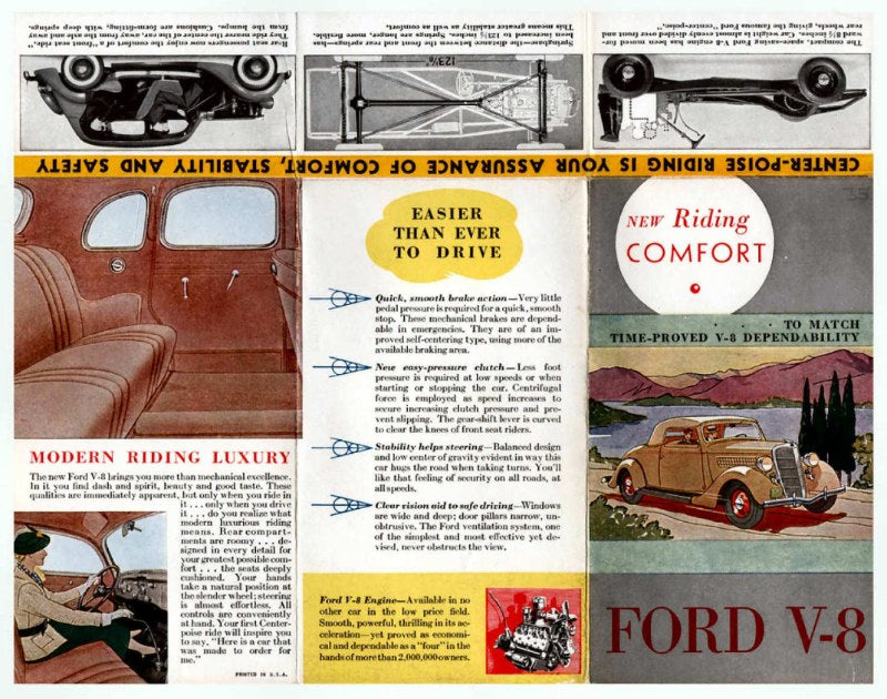 1935 Ford V-8 New Riding Comfort Foldout Brochure