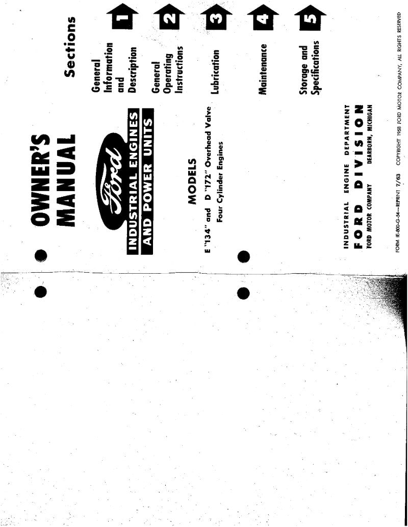 1963 Ford Model E and D Industrial Engine Owner's Manual