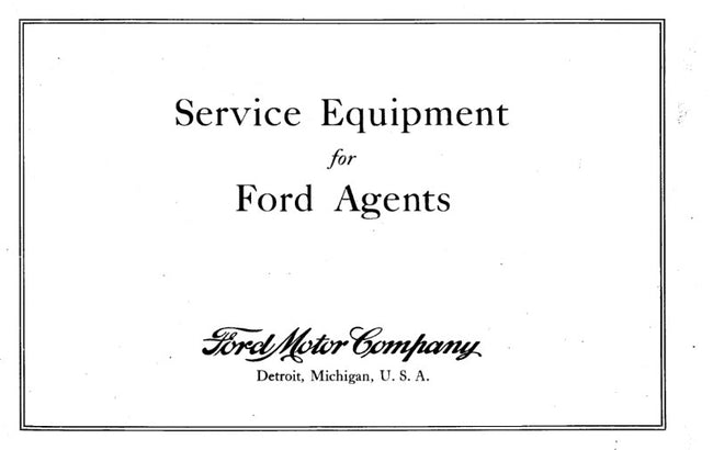 Service Equipment for Ford Model T Agents