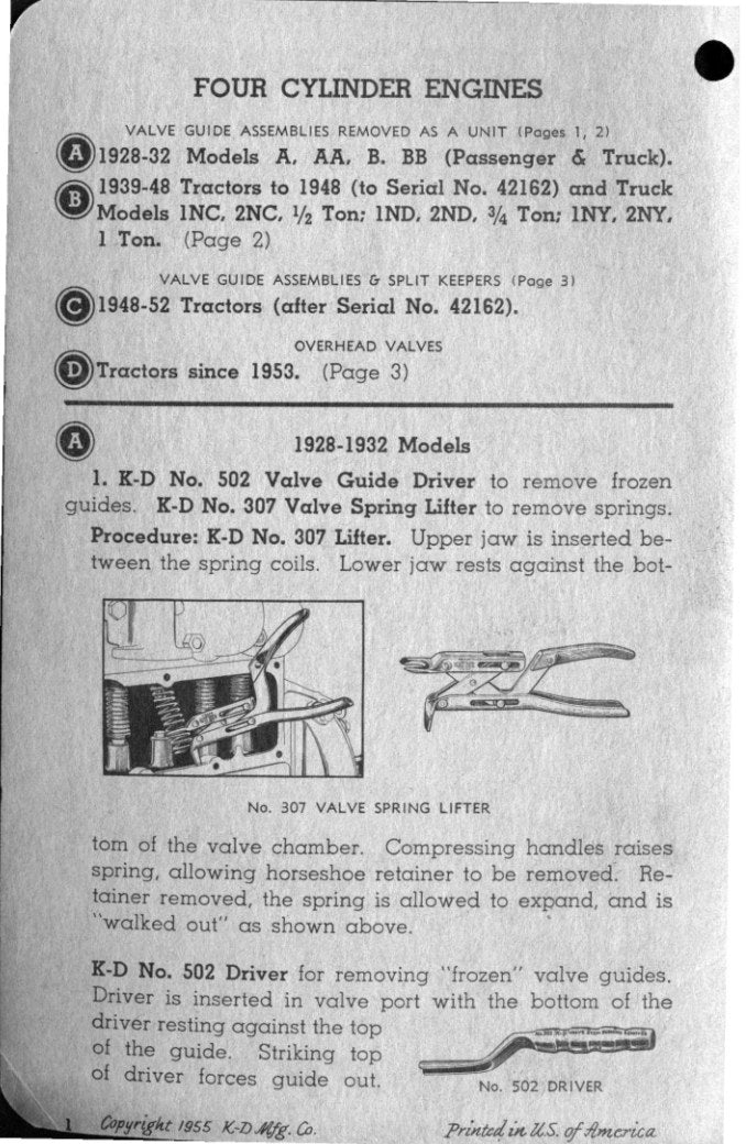 K-D Valve Service Tools for Ford-Built Motors - Bulletin 255