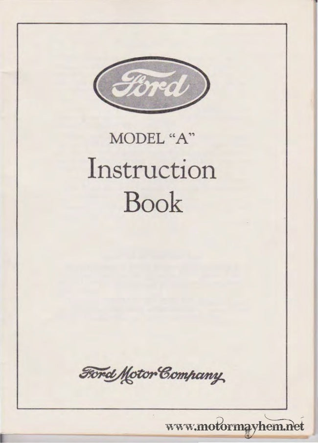 1928 Ford Model A Owner's Manual