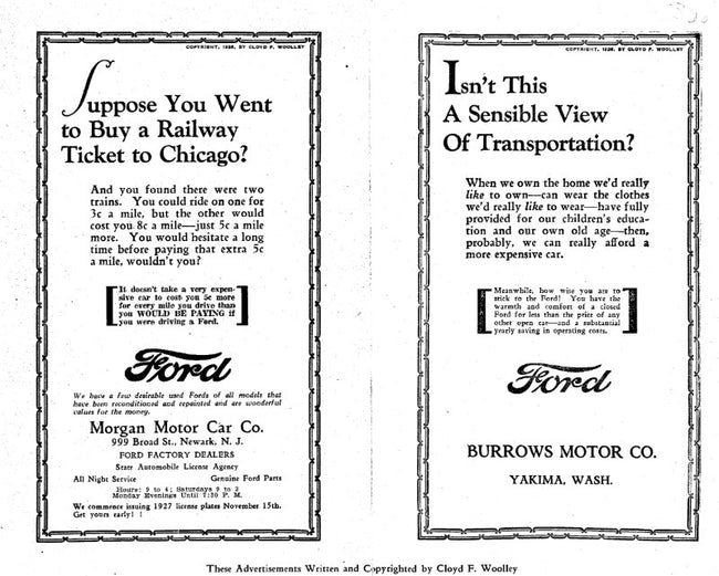 1927 Ford Dealer Advertisements