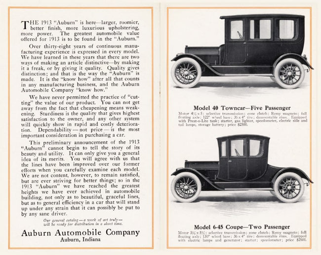 1913 Auburn Preliminary Showing Catalog