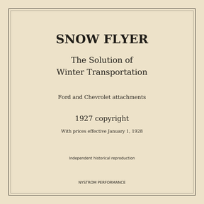 Snow Flyer Winter Transportation | 1927 Copyright & 1928 Prices | Color Reprint