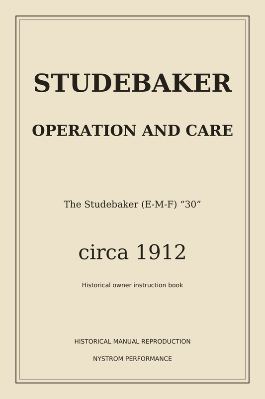 Cream cover of circa-1912 Studebaker E-M-F 30 operation and care color reproduction