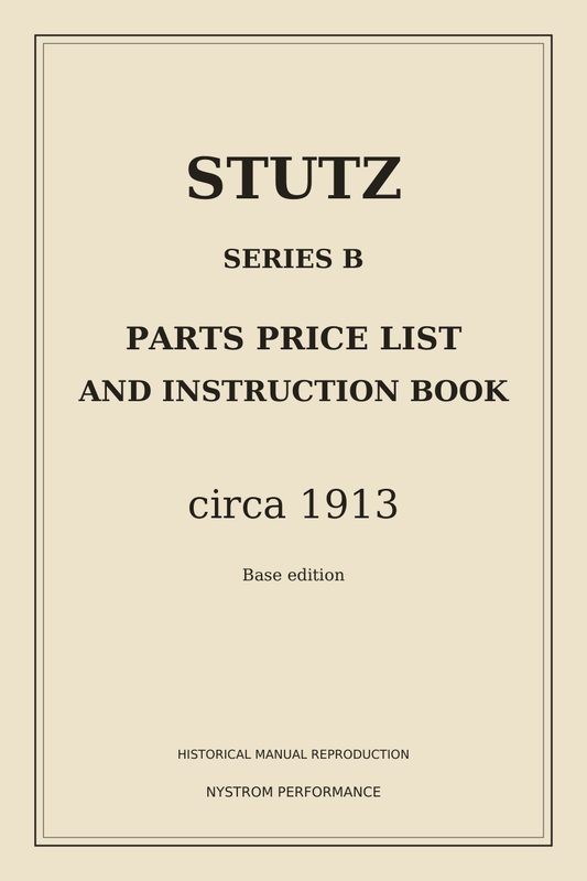 Cream serif cover of the circa-1913 Stutz Series B archival reprint