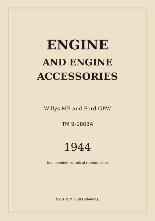 Front cover of the TM 9-1803A Willys MB and Ford GPW engine manual paperback reproduction