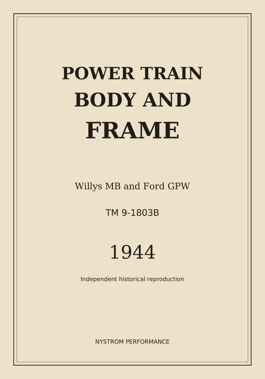 Front cover of the TM 9-1803B Willys MB and Ford GPW power train, body and frame paperback reproduction